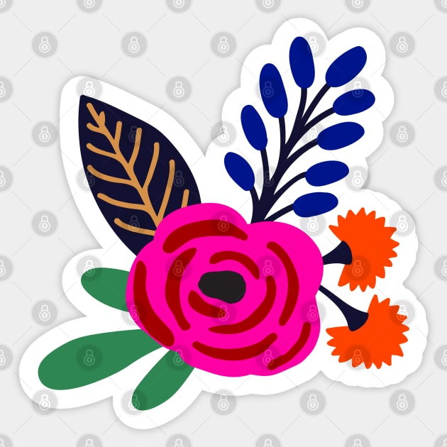 Bold boho flower blooms Sticker by Jennifer Ladd